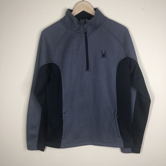 Spyder Men's Size M 1/4 Zip Sweatshirt Sweater Grey/Black Fleece Lined - Picture 1 of 9